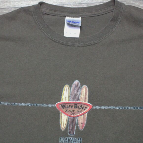 Vintage Wave Rider Hawaii Surfboard Green Men's Tee Shirt Sz M - Picture 2 of 3